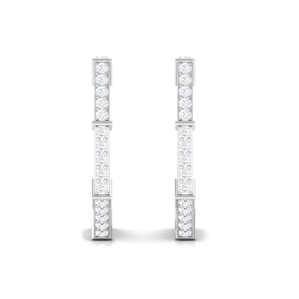 Art Deco Inspired Diamond Half Hoop Earrings