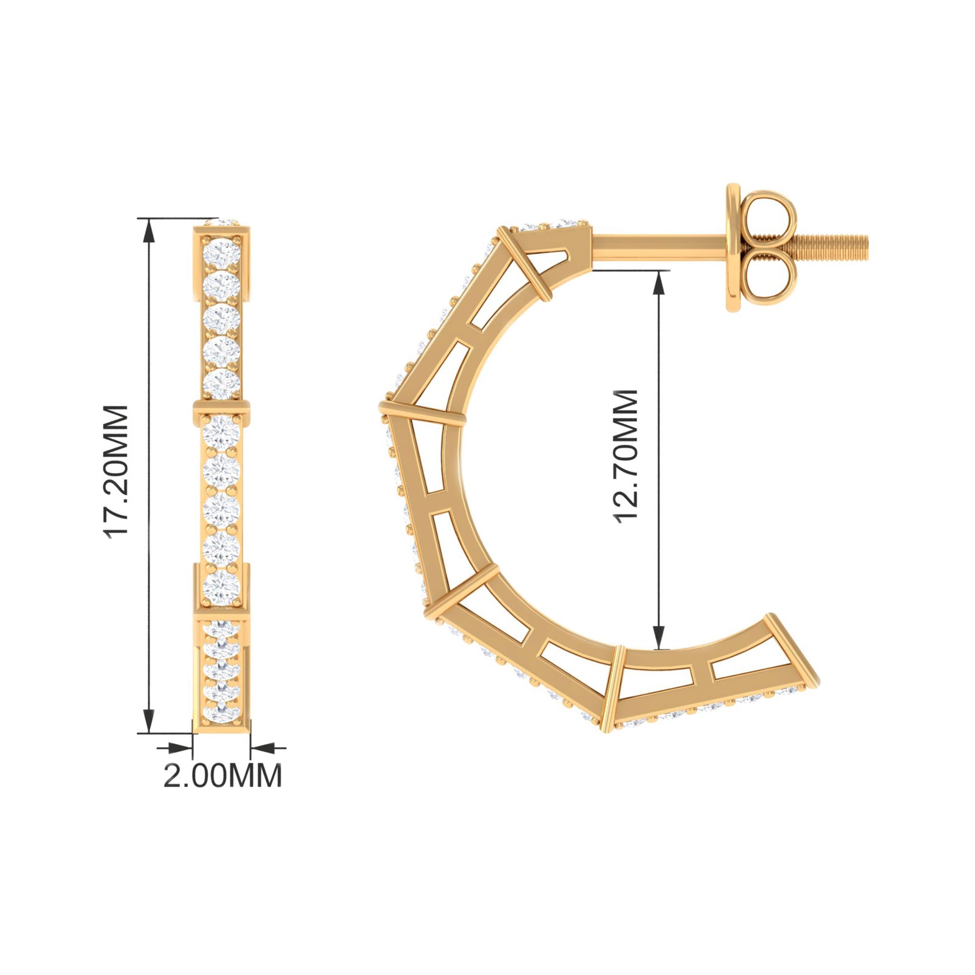 Art Deco Inspired Diamond Half Hoop Earrings