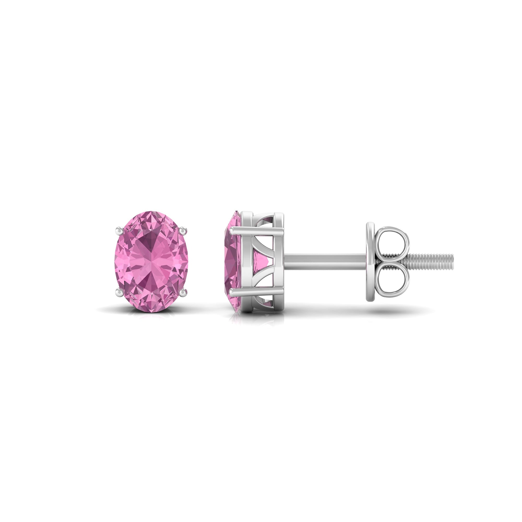 2.2 Carat Oval Cut Pink Tourmaline Solitaire Stud Earrings
