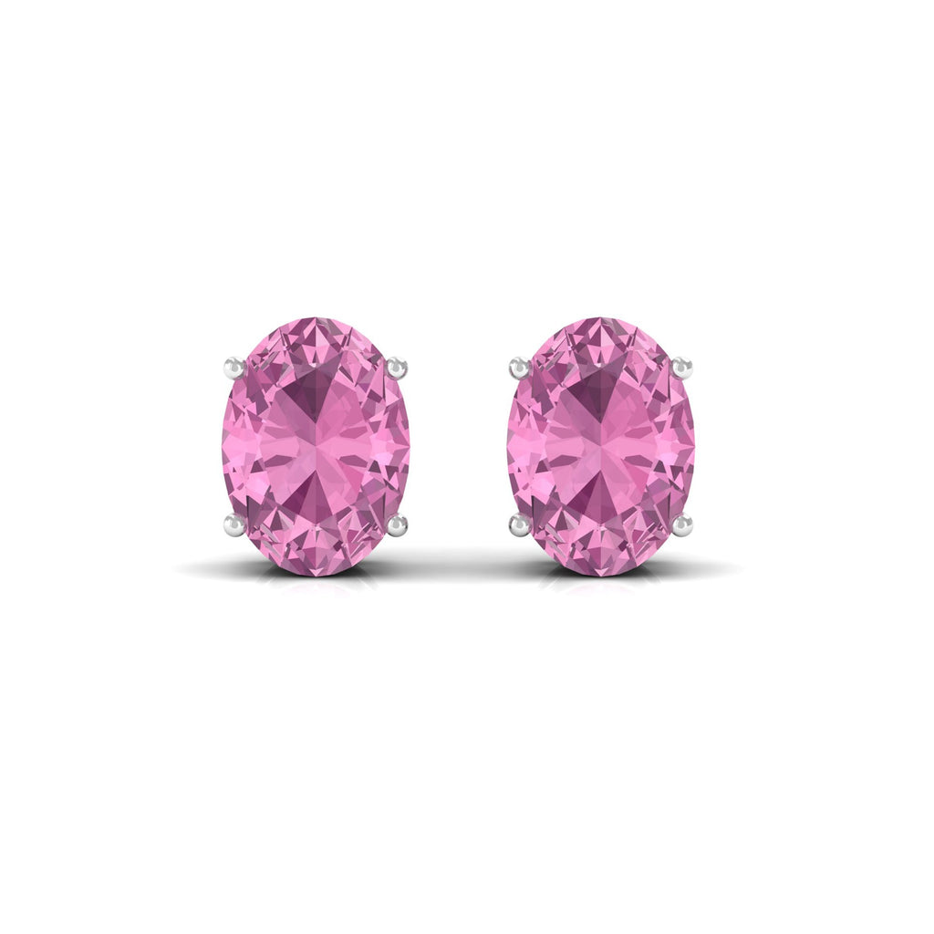 2.2 Carat Oval Cut Pink Tourmaline Solitaire Stud Earrings