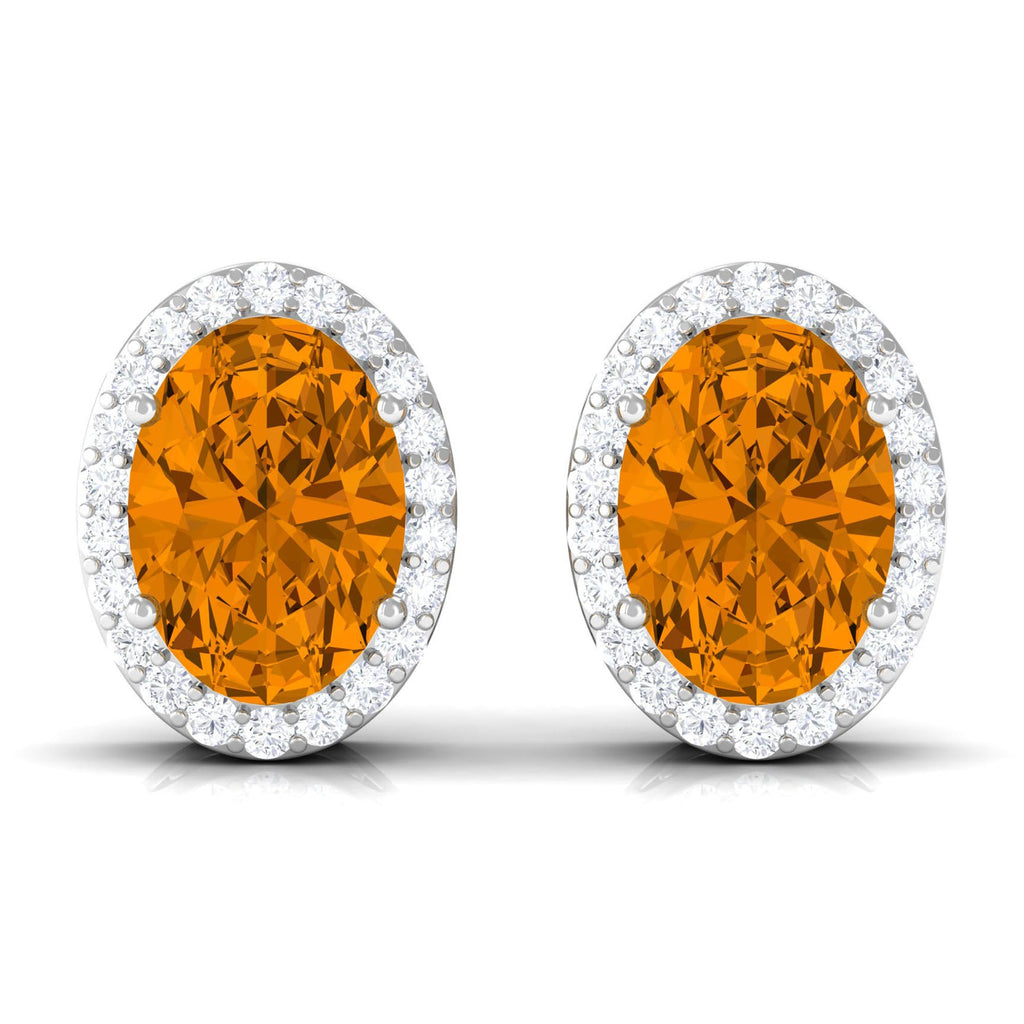 2.2 Carat Citrine and Diamond Halo Stud Earrings