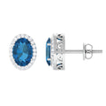 2.2 Carat London Blue Topaz and Diamond Halo Stud Earrings