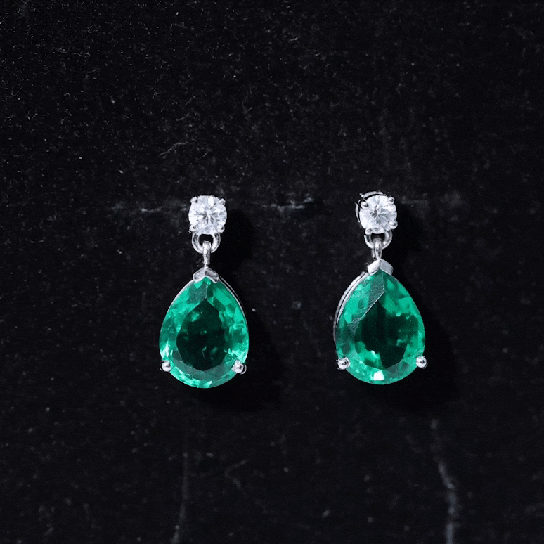 Pear Cut Emerald Earrings – Lab Created Emerald & Diamond Teardrop Jewelry