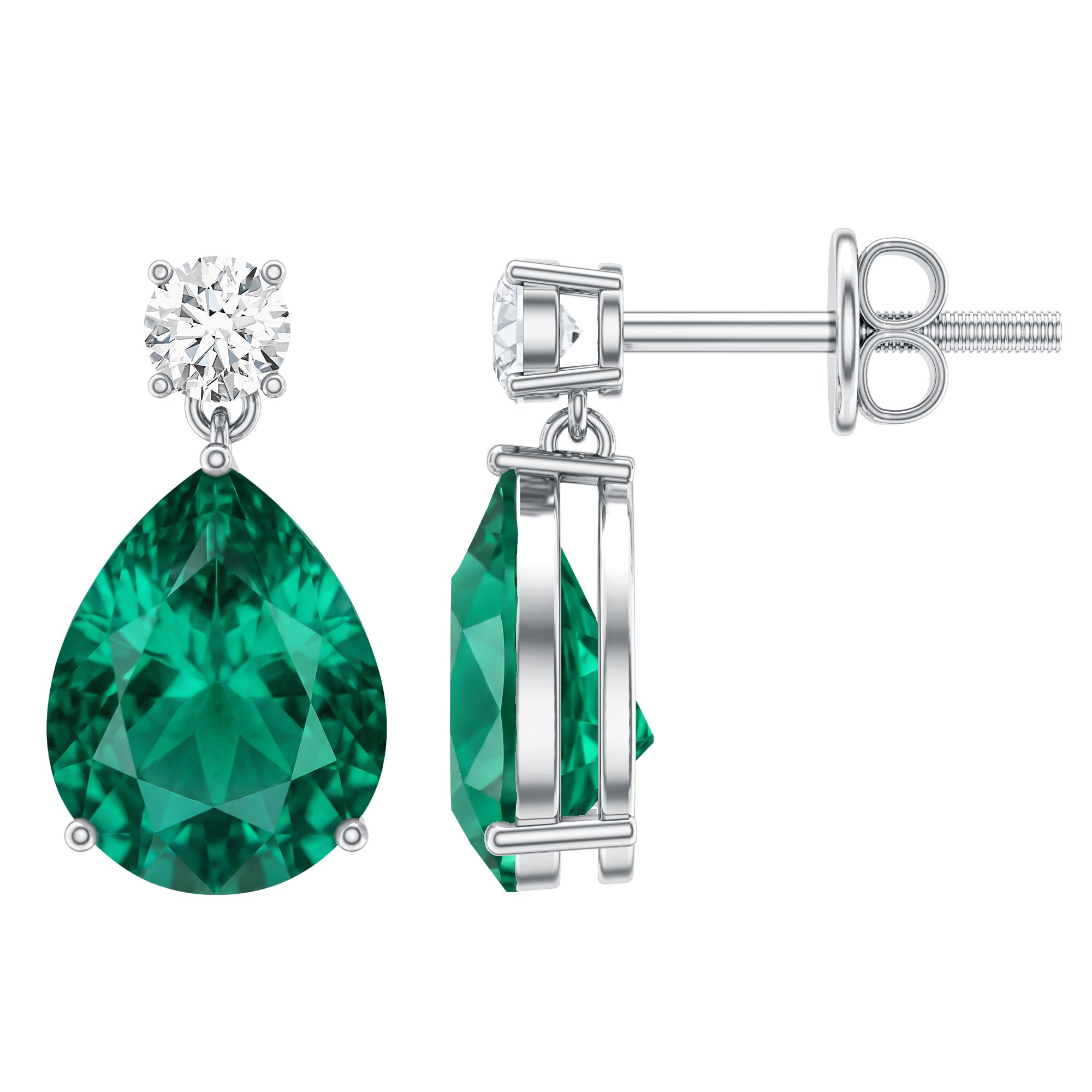 Pear Cut Emerald Earrings – Lab Created Emerald & Diamond Teardrop Jewelry