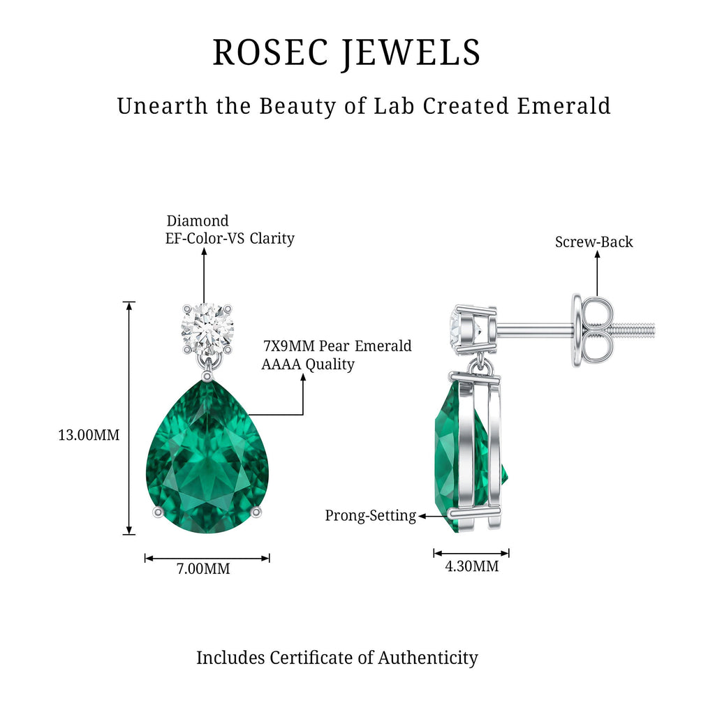 Pear Cut Emerald Earrings – Lab Created Emerald & Diamond Teardrop Jewelry