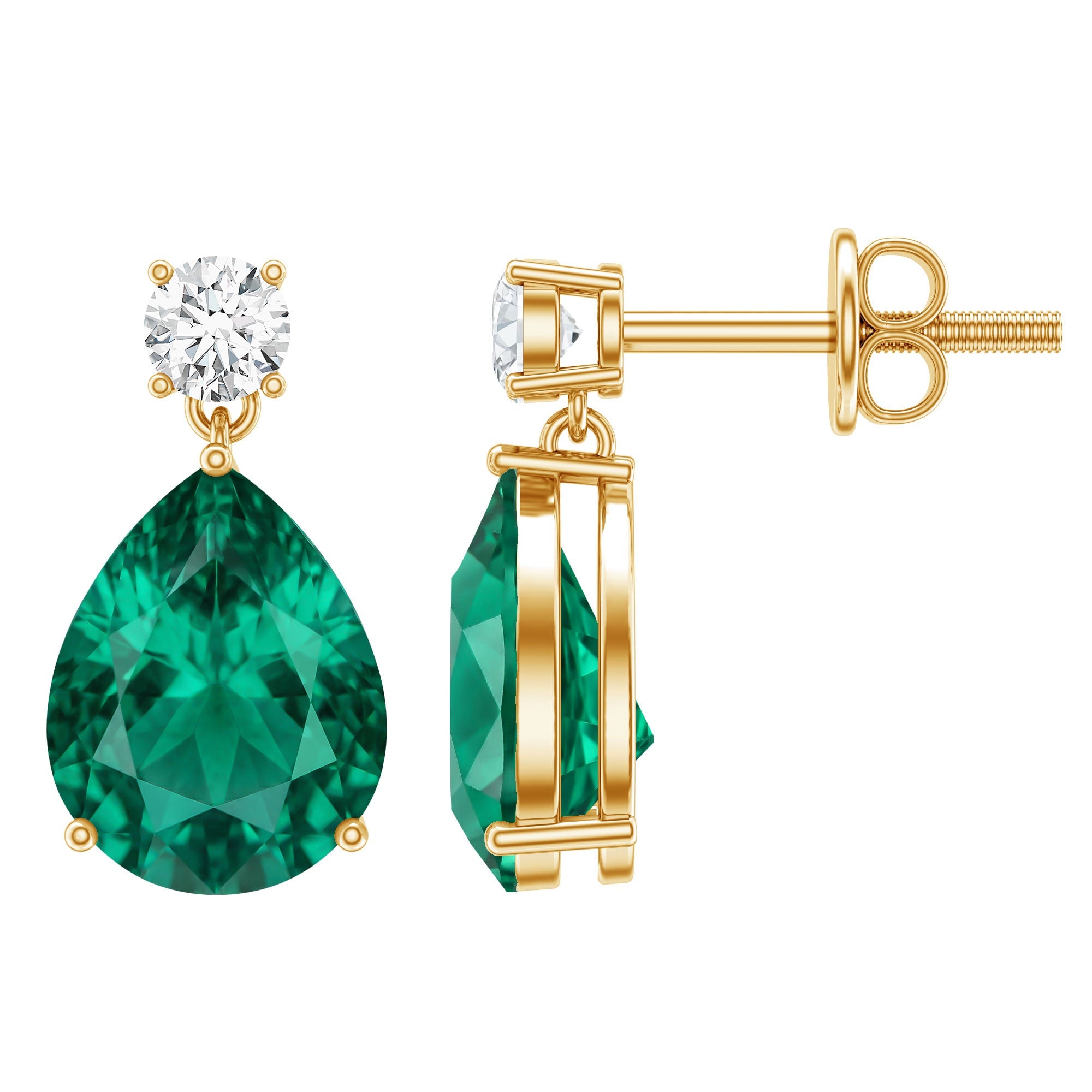 Pear Cut Emerald Earrings – Lab Created Emerald & Diamond Teardrop Jewelry