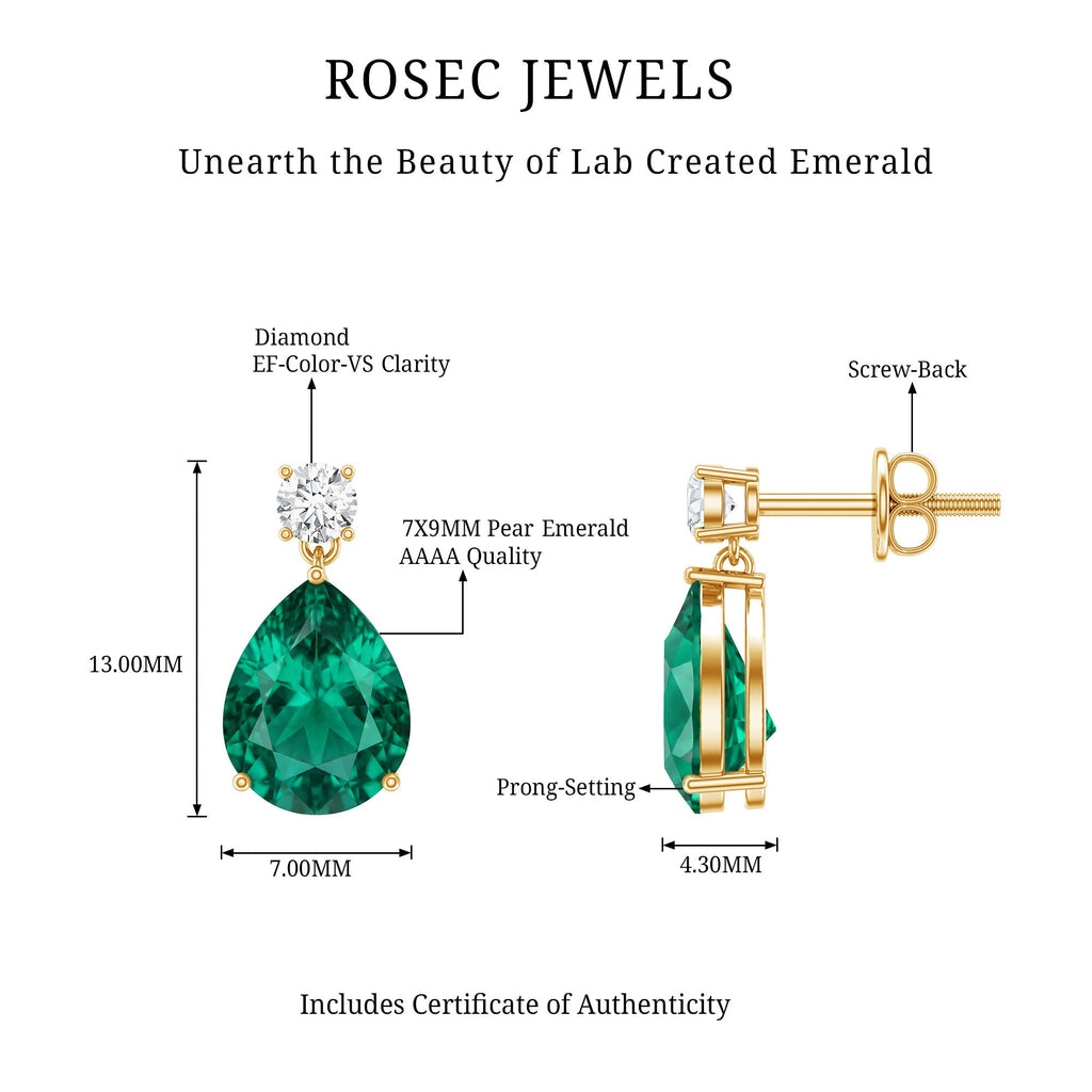 Pear Cut Emerald Earrings – Lab Created Emerald & Diamond Teardrop Jewelry