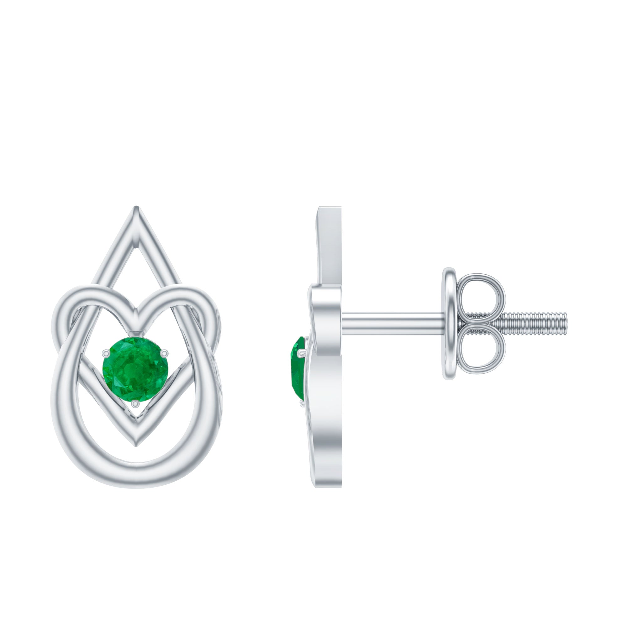 Emerald Stud Earrings – Teardrop Heart Design | AAA Quality Birthstone Jewelry