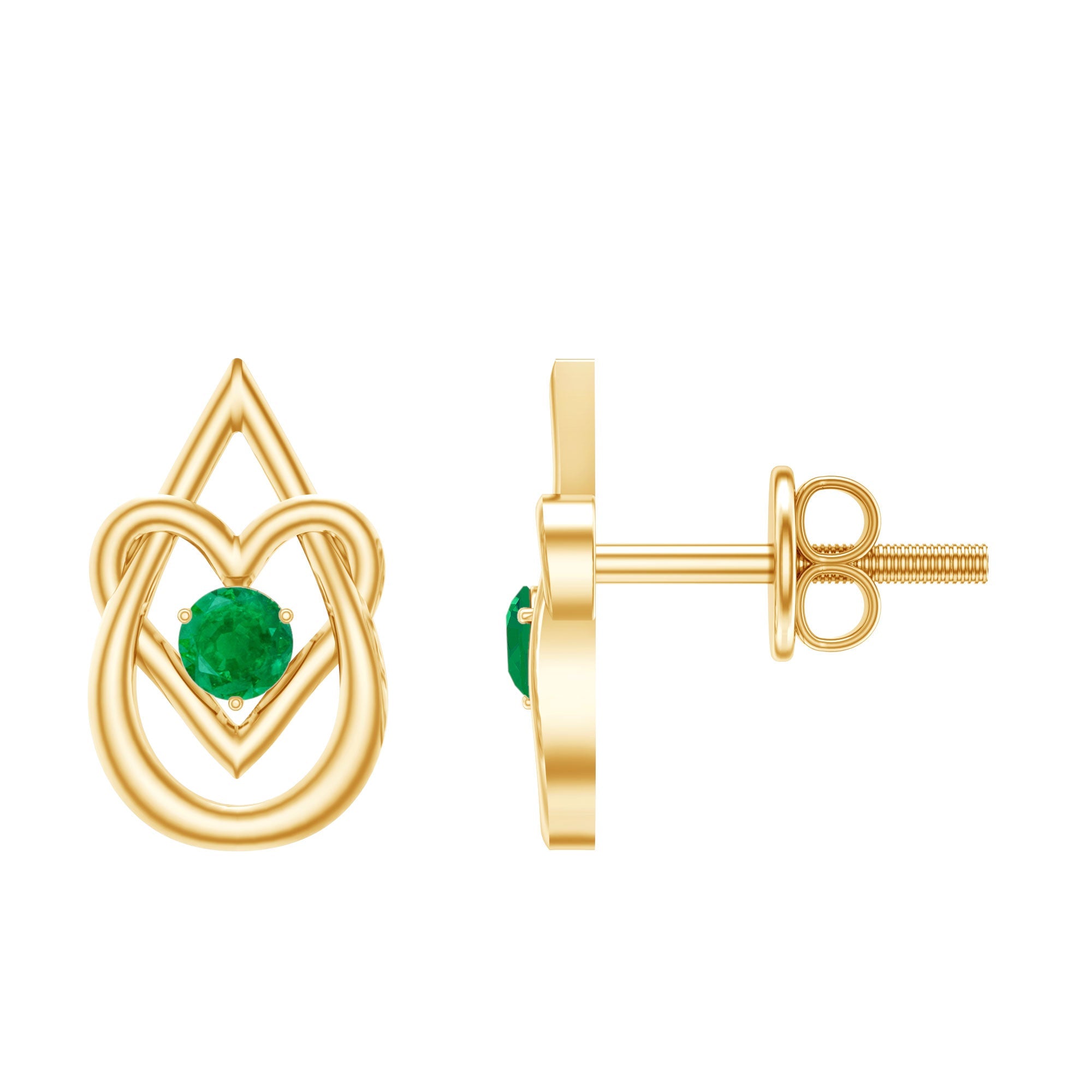 Emerald Stud Earrings – Teardrop Heart Design | AAA Quality Birthstone Jewelry