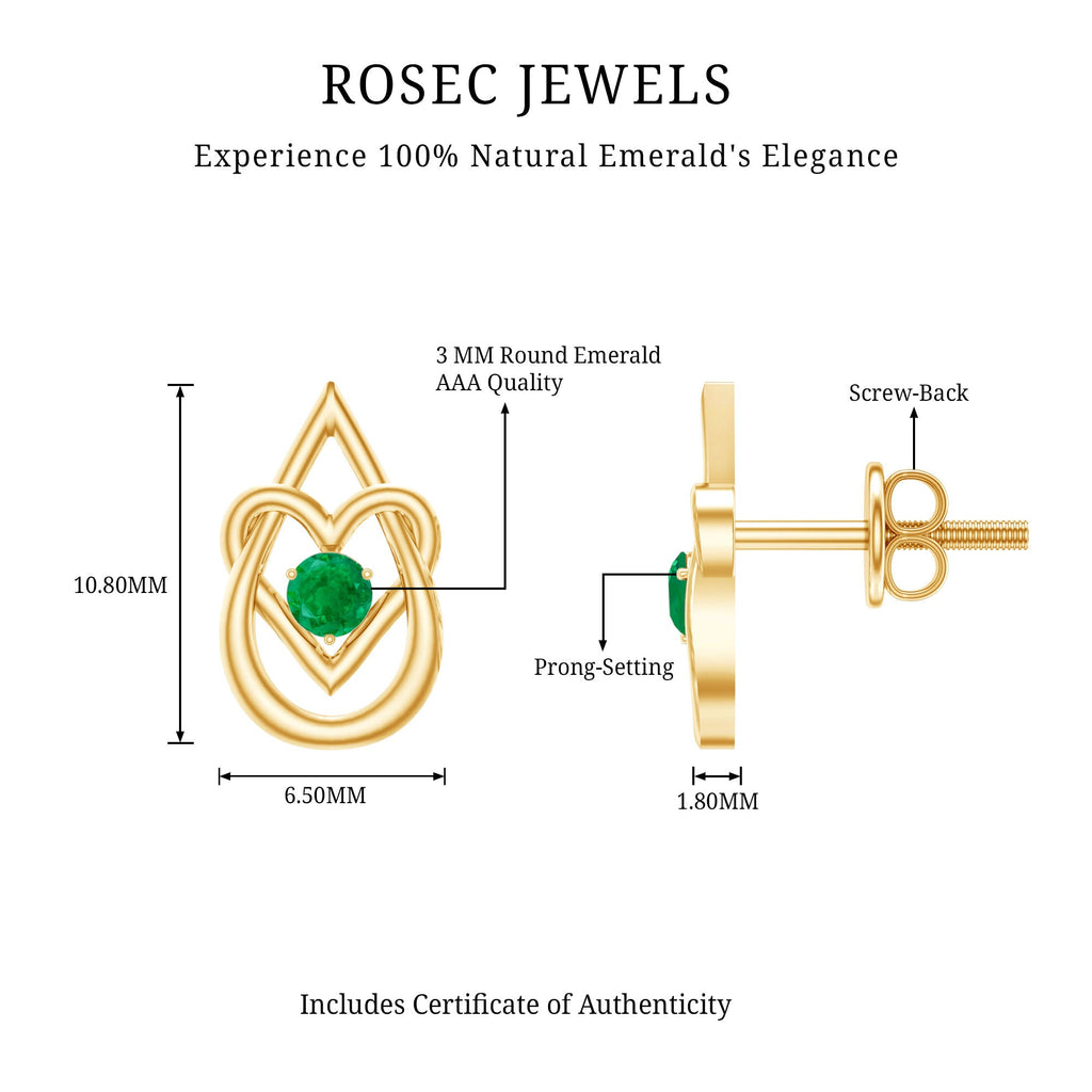 Emerald Stud Earrings – Teardrop Heart Design | AAA Quality Birthstone Jewelry