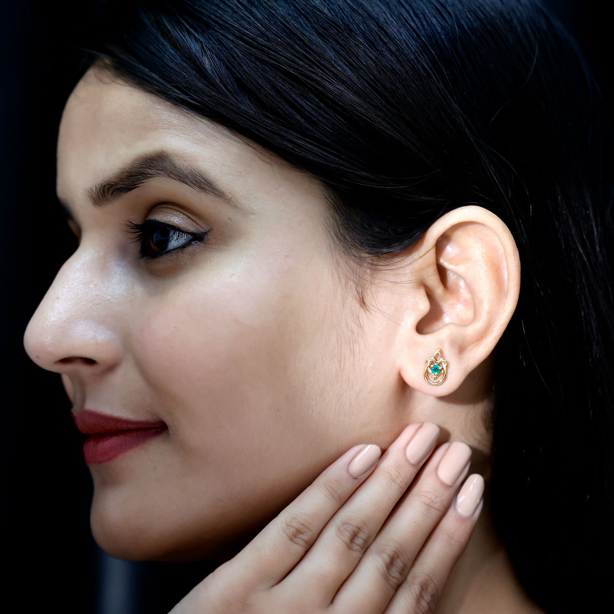 Emerald Stud Earrings – Teardrop Heart Design | AAA Quality Birthstone Jewelry