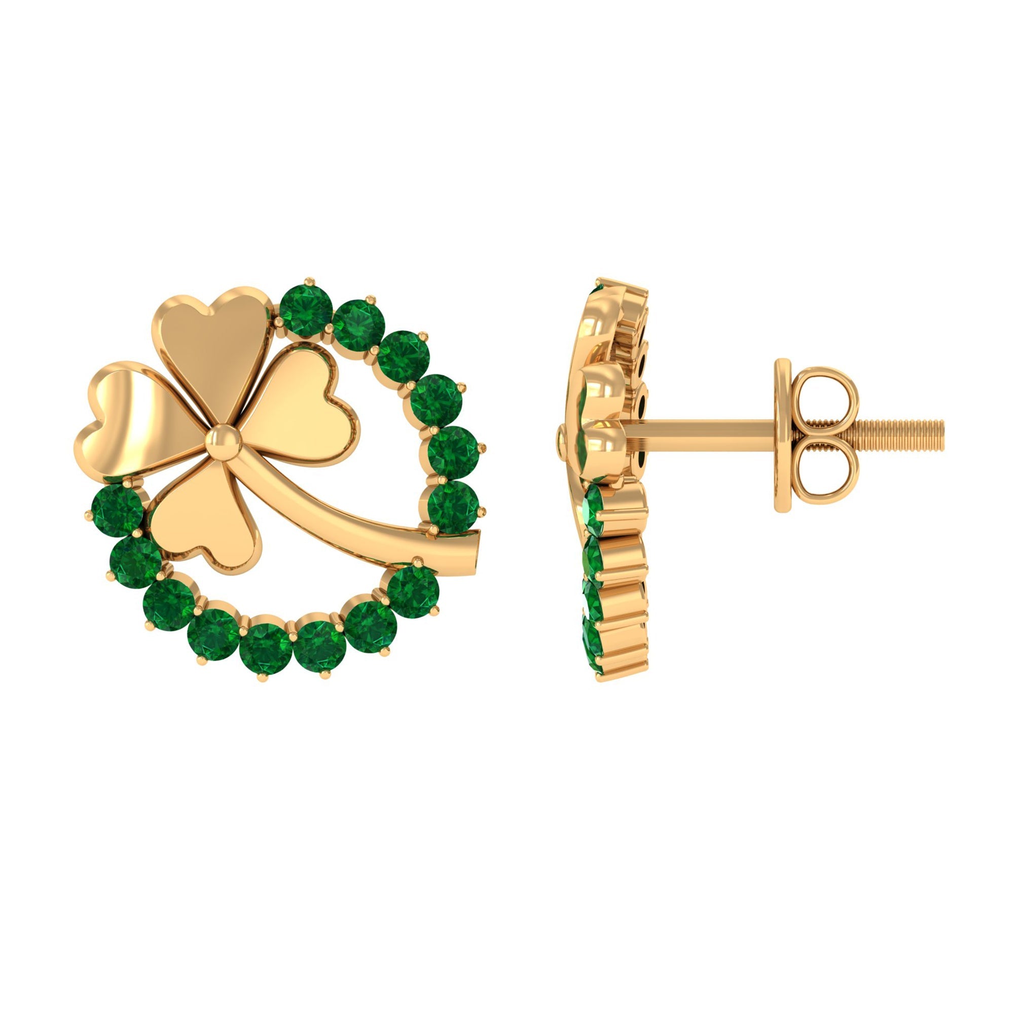Emerald Clover Earrings – AAA Quality Stud Earrings With Prong Setting