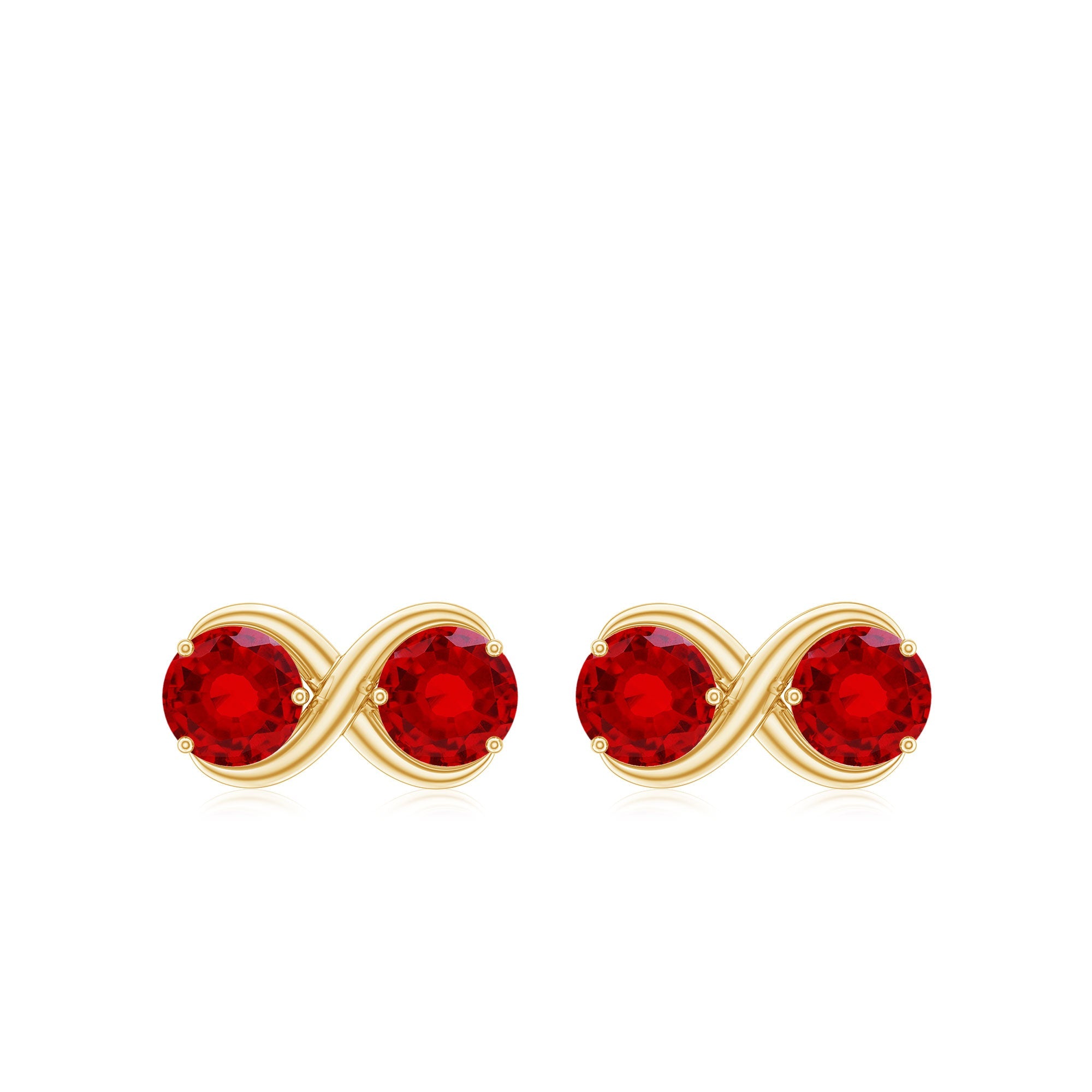 Two Stone Infinity Stud Earrings with Created Ruby for Women