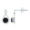 Certified Real Black Spinel Infinity Earrings with Screw Back