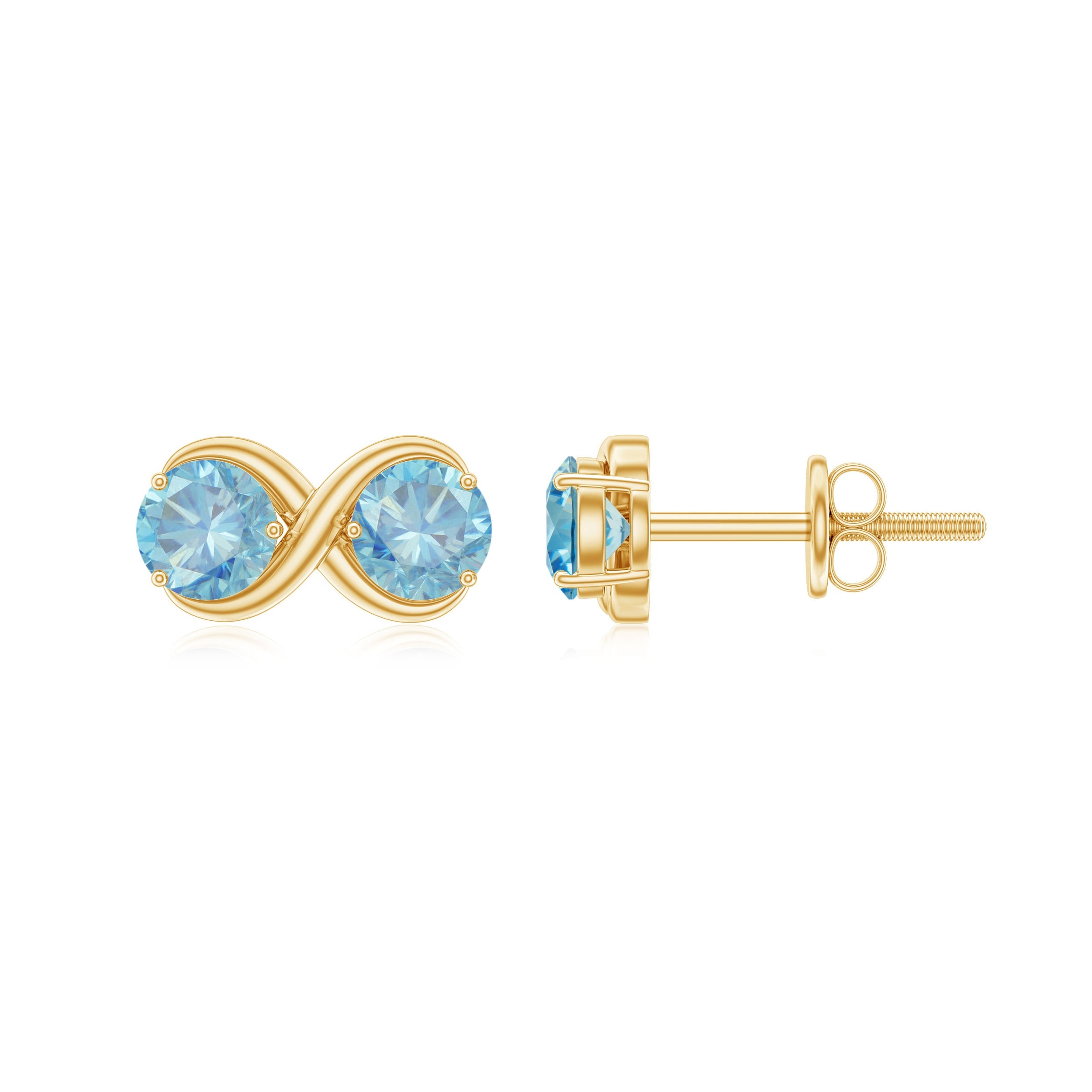 Aquamarine Stud Earrings – Elegant Infinity Design with Real Aquamarine Gems