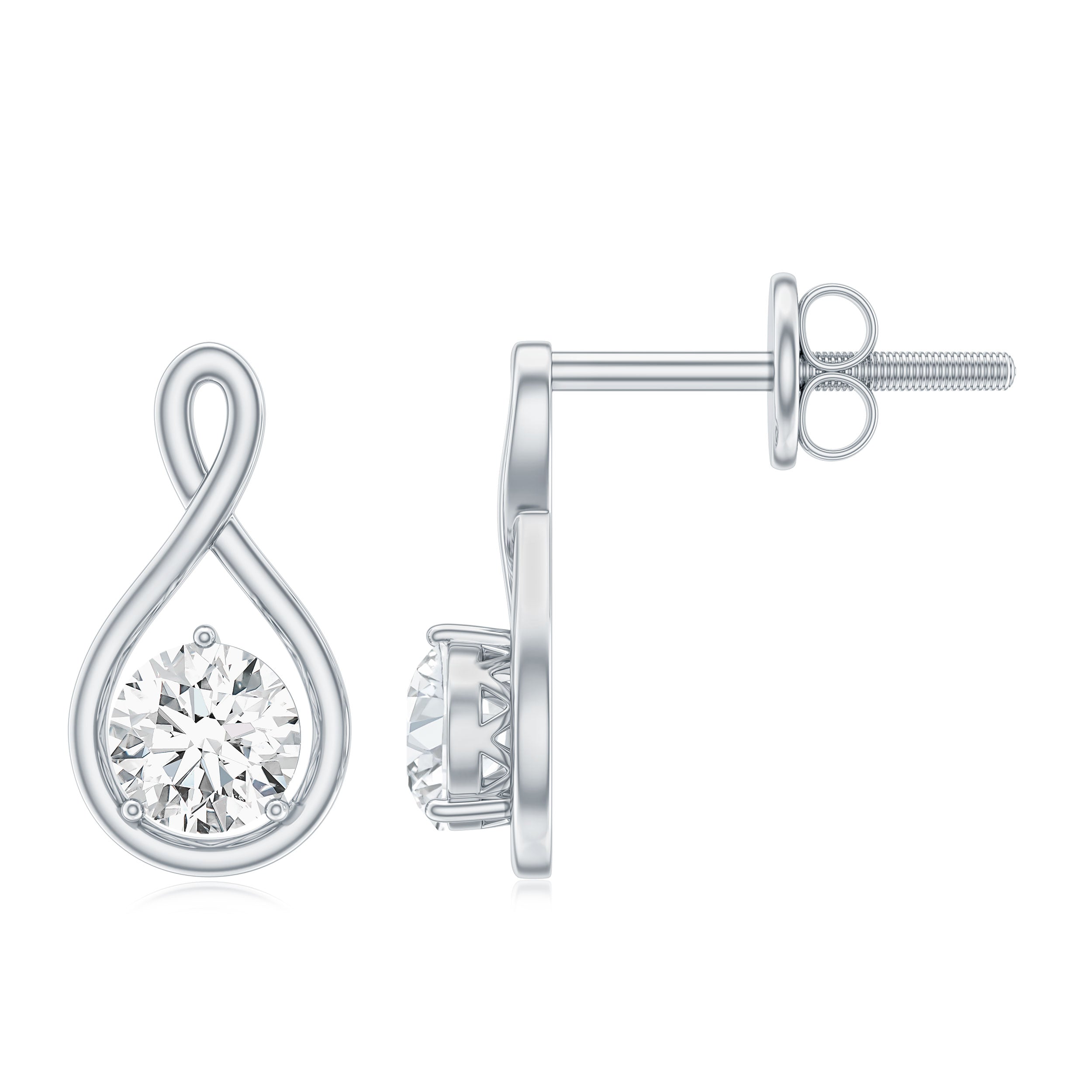 0.6 CT Round Cut Moissanite Infinity Stud Earrings