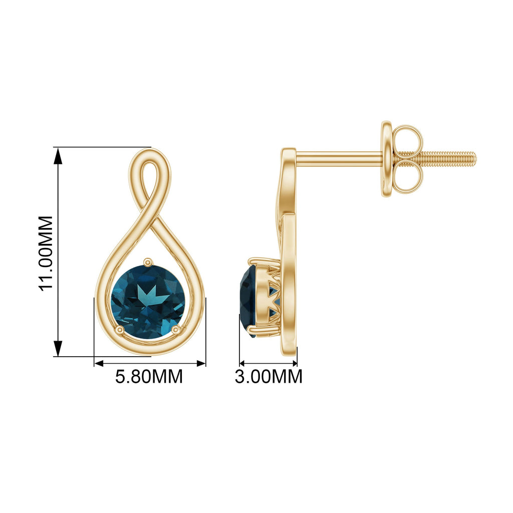 1.2 Carat London Blue Topaz Solitaire Infinity Stud Earrings