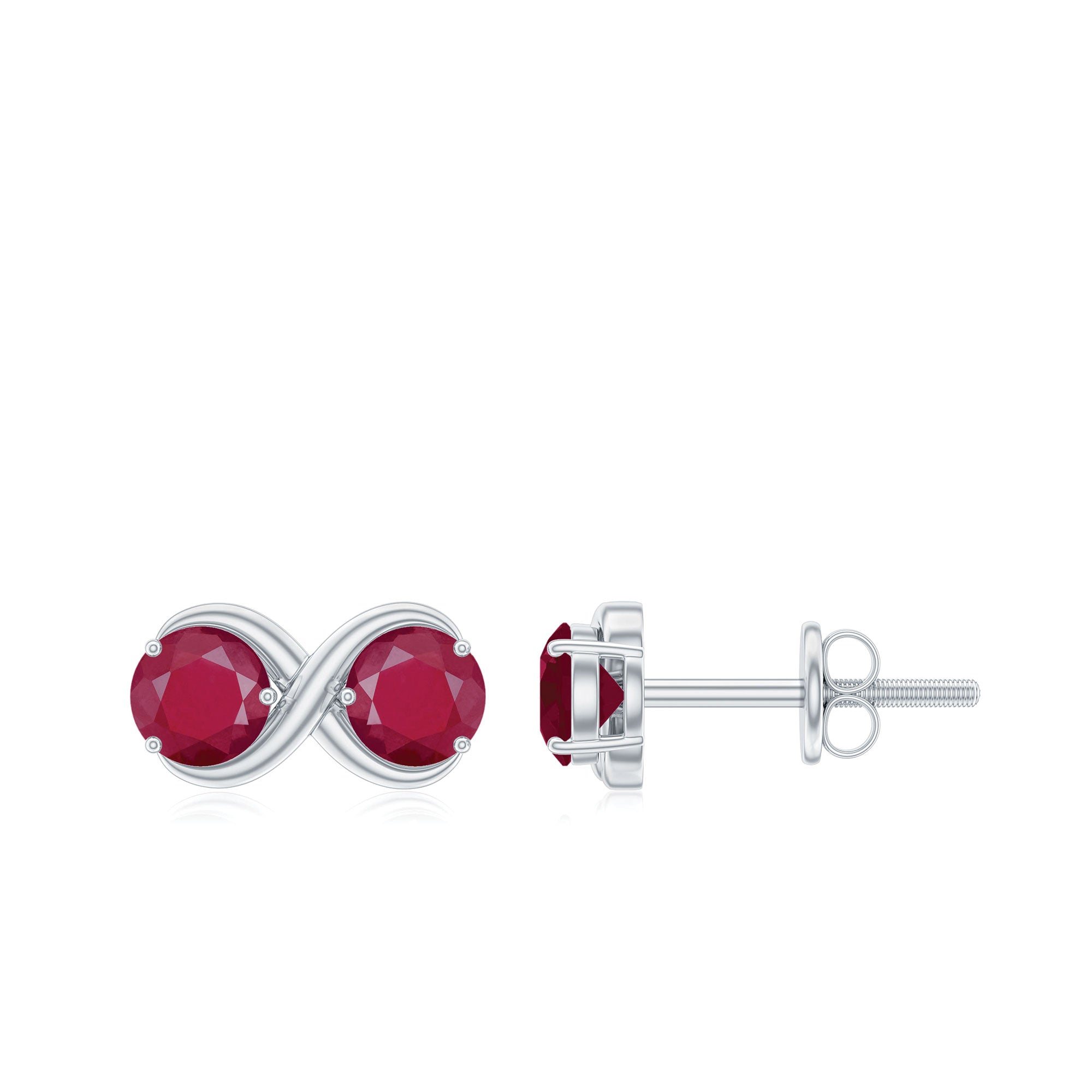 Genuine Ruby Two Stone Infinity Stud Earrings