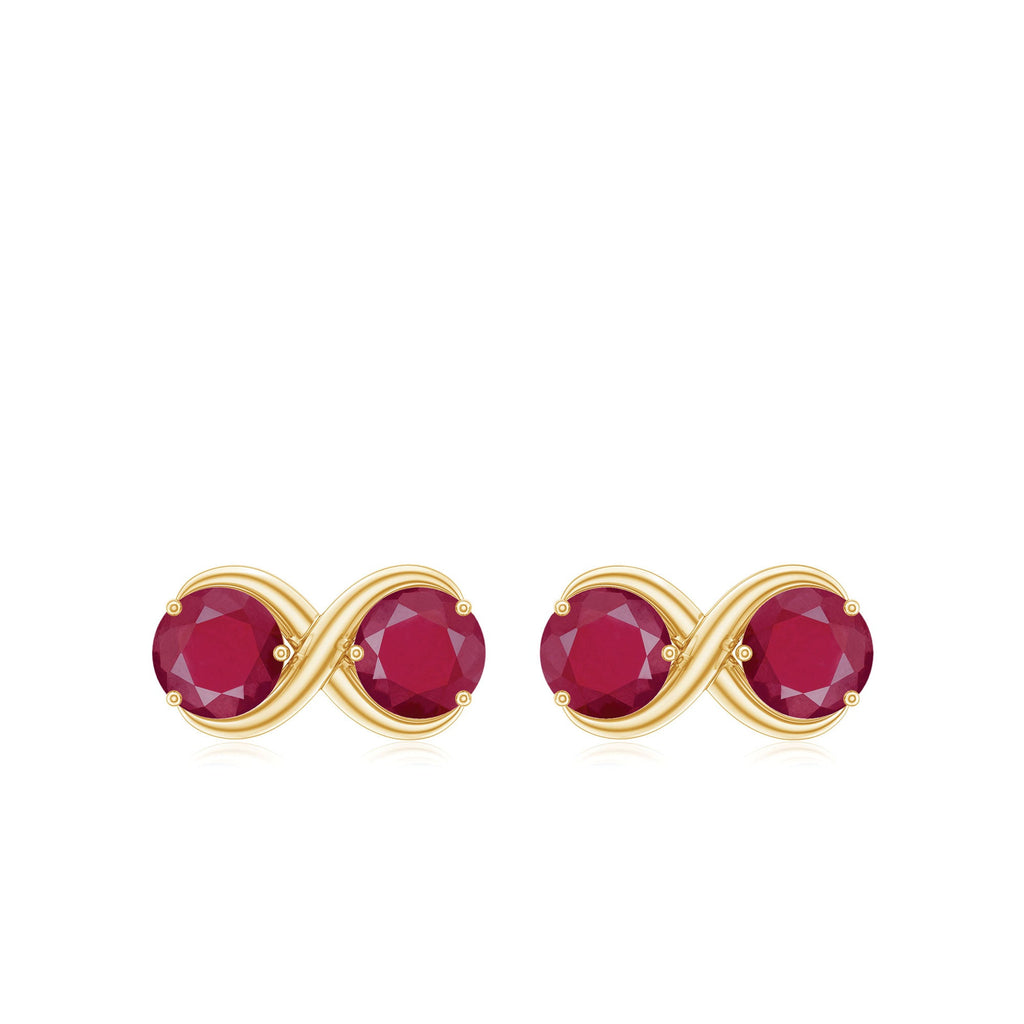 Genuine Ruby Two Stone Infinity Stud Earrings