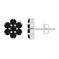 Genuine Black Onyx Flower Cluster Stud Earrings