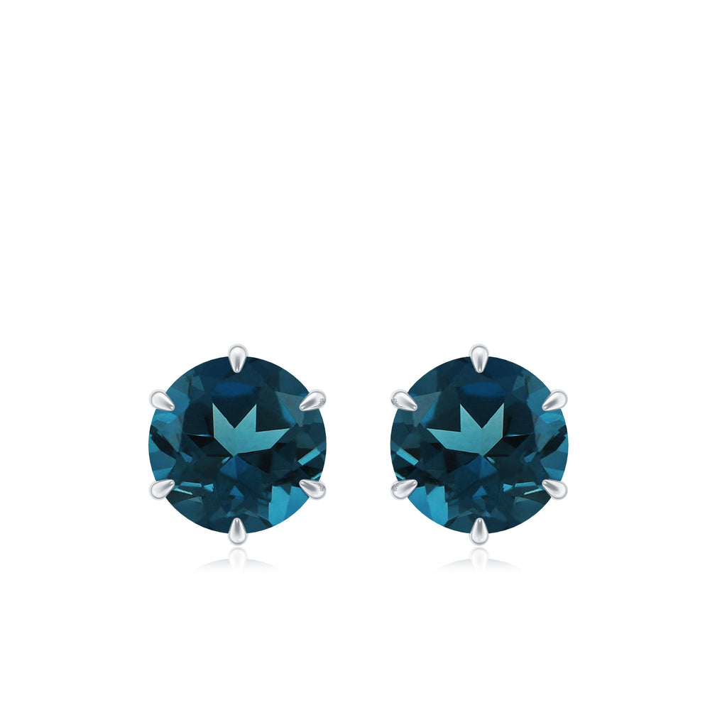 2.7 Carat London Blue Topaz Solitaire Stud Earrings