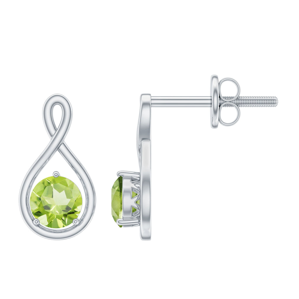 Peridot Stud Earrings – Solitaire Infinity Design | August Birthstone Jewelry
