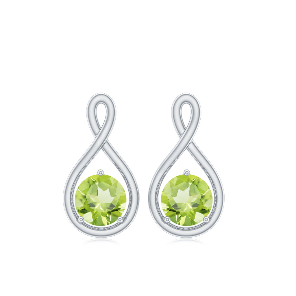 Peridot Stud Earrings – Solitaire Infinity Design | August Birthstone Jewelry