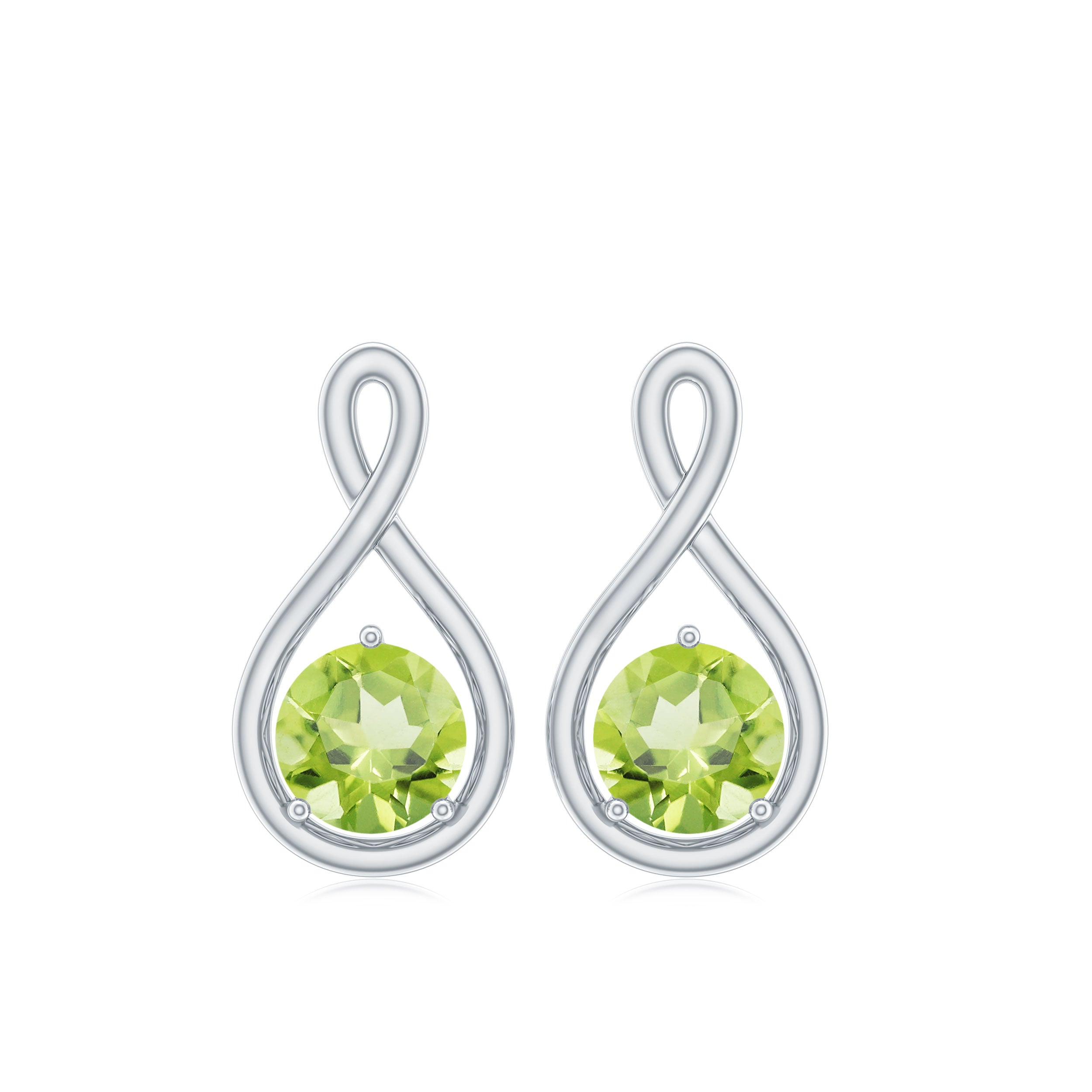 Peridot Stud Earrings – Solitaire Infinity Design | August Birthstone Jewelry