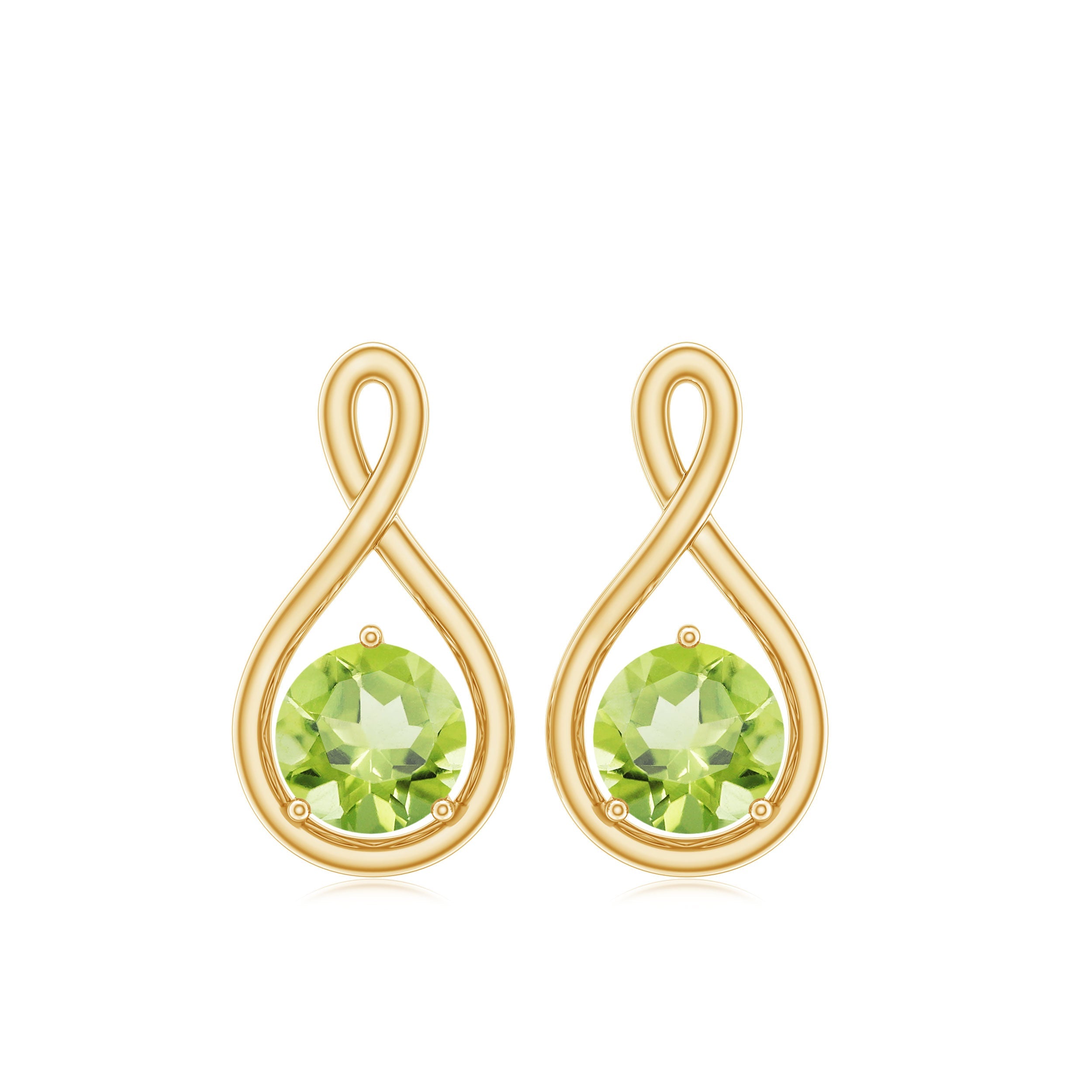 Peridot Stud Earrings – Solitaire Infinity Design | August Birthstone Jewelry