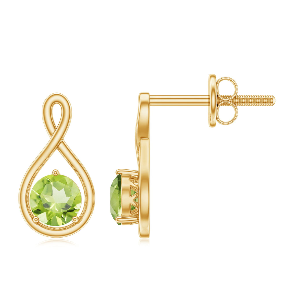 Peridot Stud Earrings – Solitaire Infinity Design | August Birthstone Jewelry