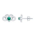 Lab Grown Emerald Earrings – Infinity Heart Studs With Prong Setting Design