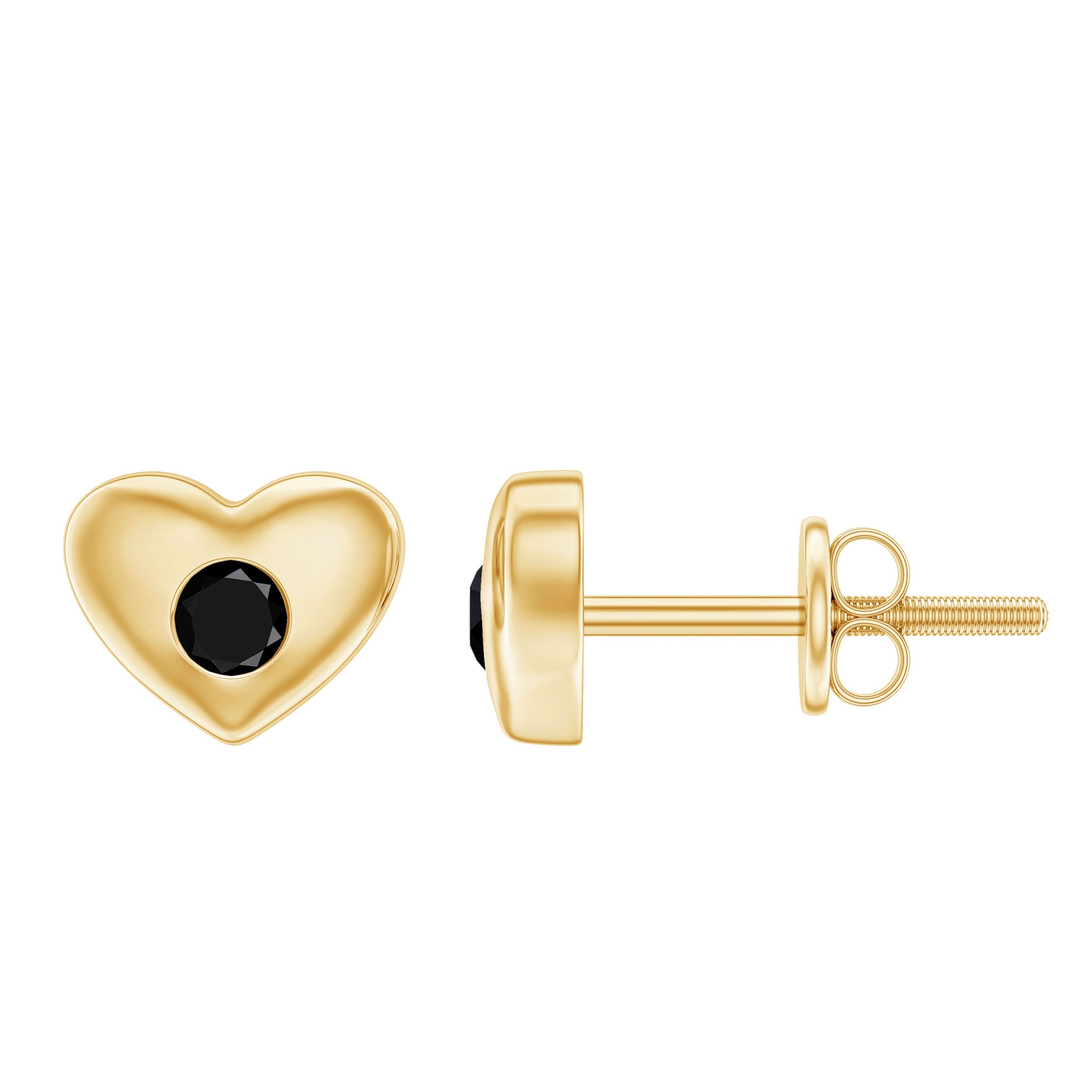 Gypsy Set Black Onyx Heart Stud Earrings For Women