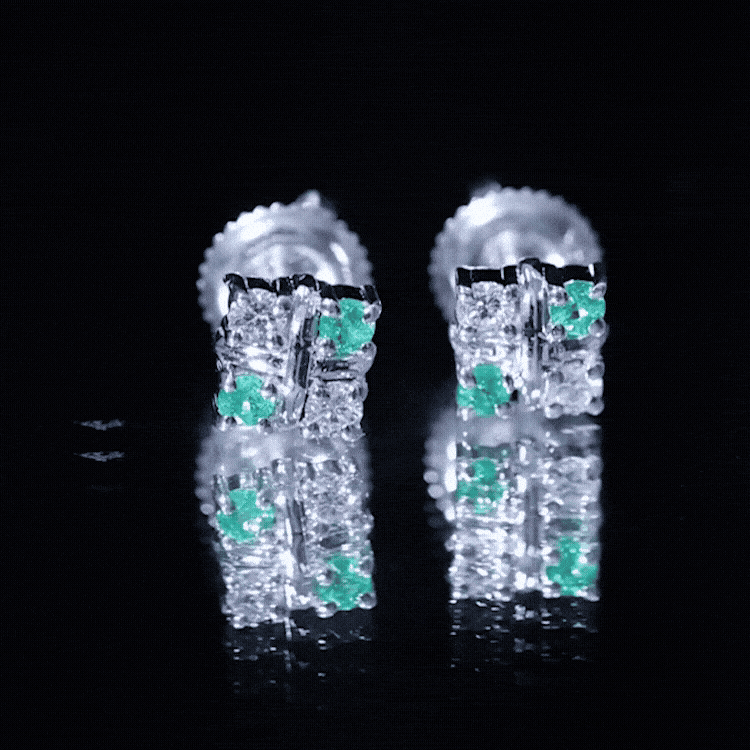 Emerald Cluster Earrings – Real Emerald Studs with Lab Diamond Screw Back Studs
