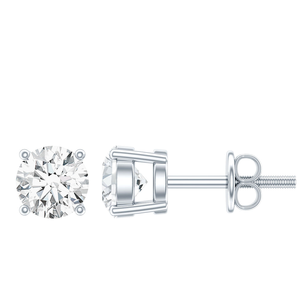 Moissanite Stud Earrings – 5mm Round Solitaire Screw Back D-VS1 Quality Jewelry