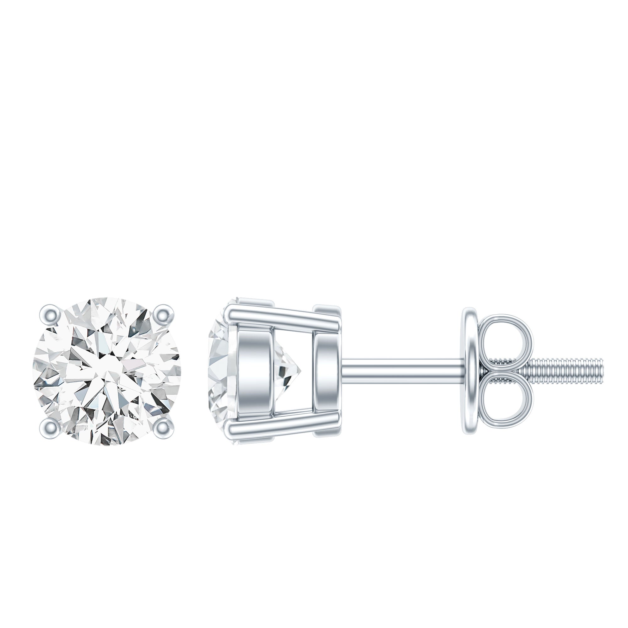 Moissanite Stud Earrings – 5mm Round Solitaire Screw Back D-VS1 Quality Jewelry