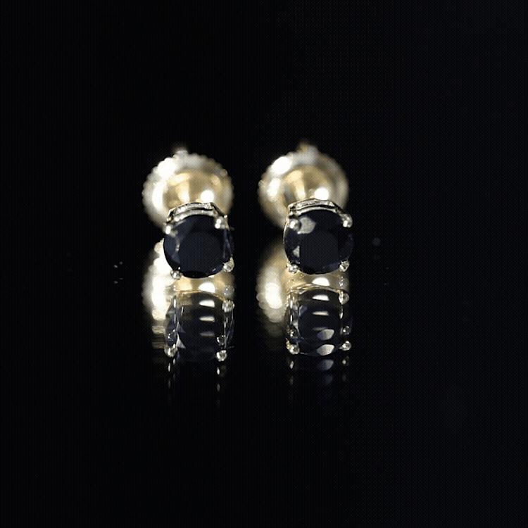 Natural Black Onyx Stud Earrings for Everyday