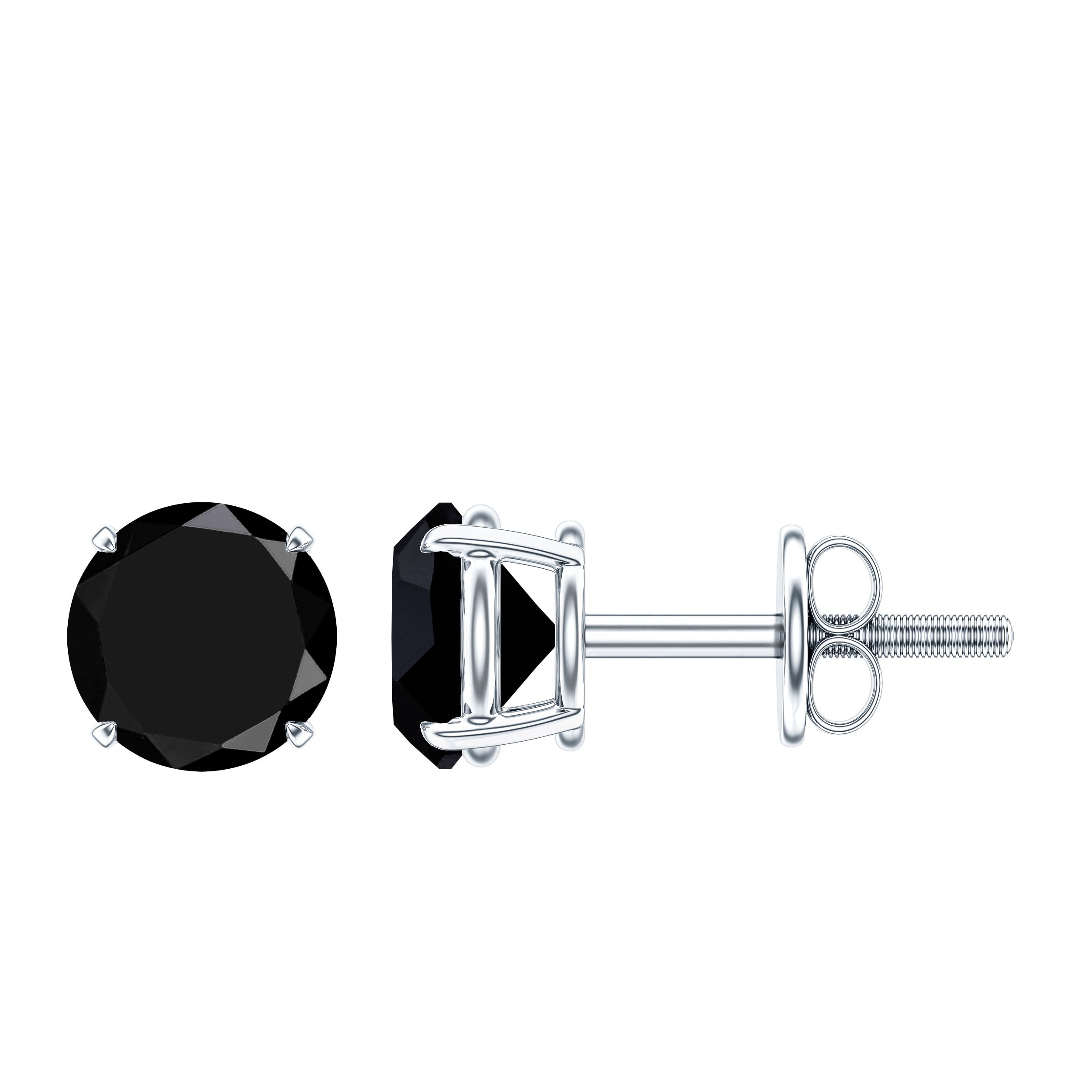 Natural Black Onyx Stud Earrings for Everyday