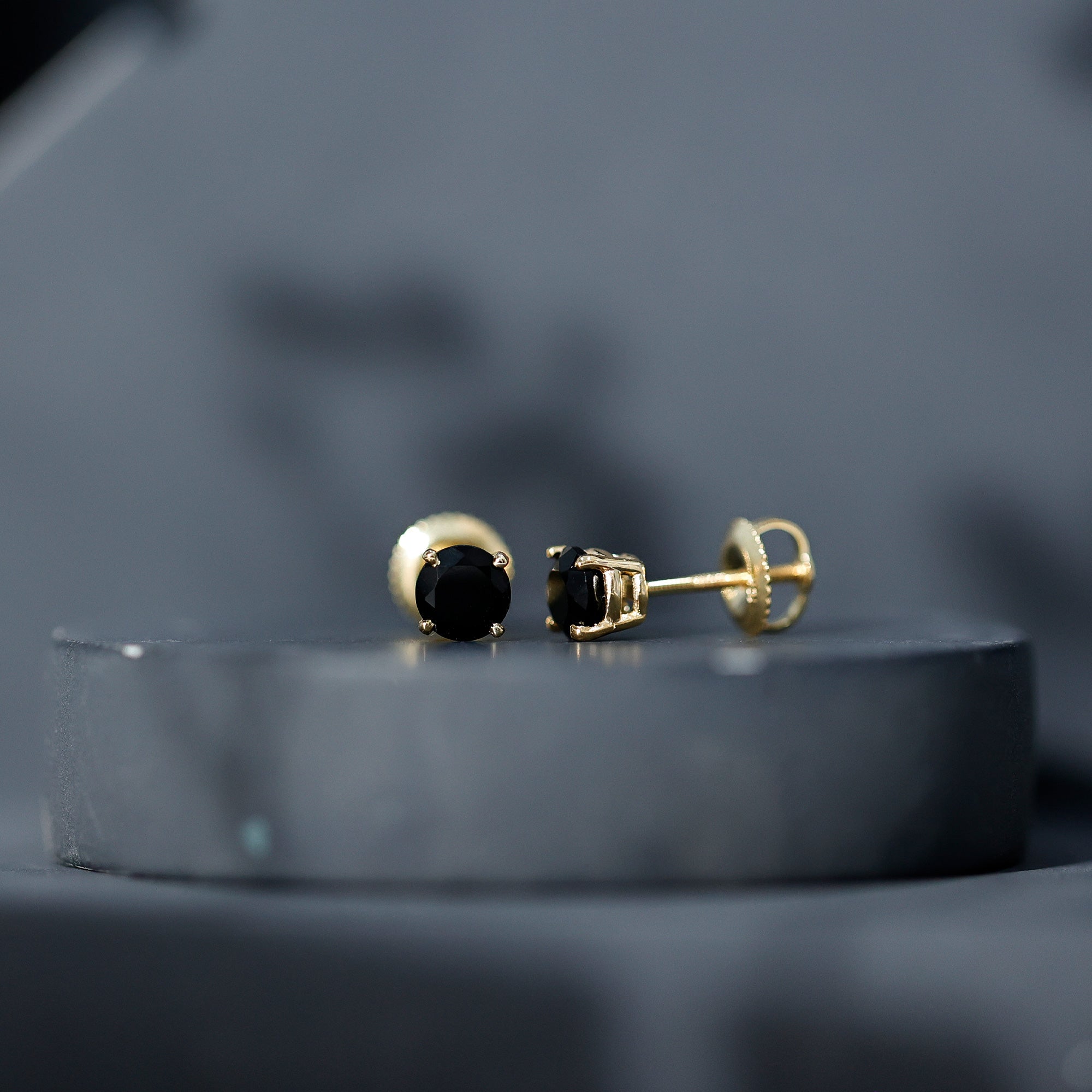 Natural Black Onyx Stud Earrings for Everyday