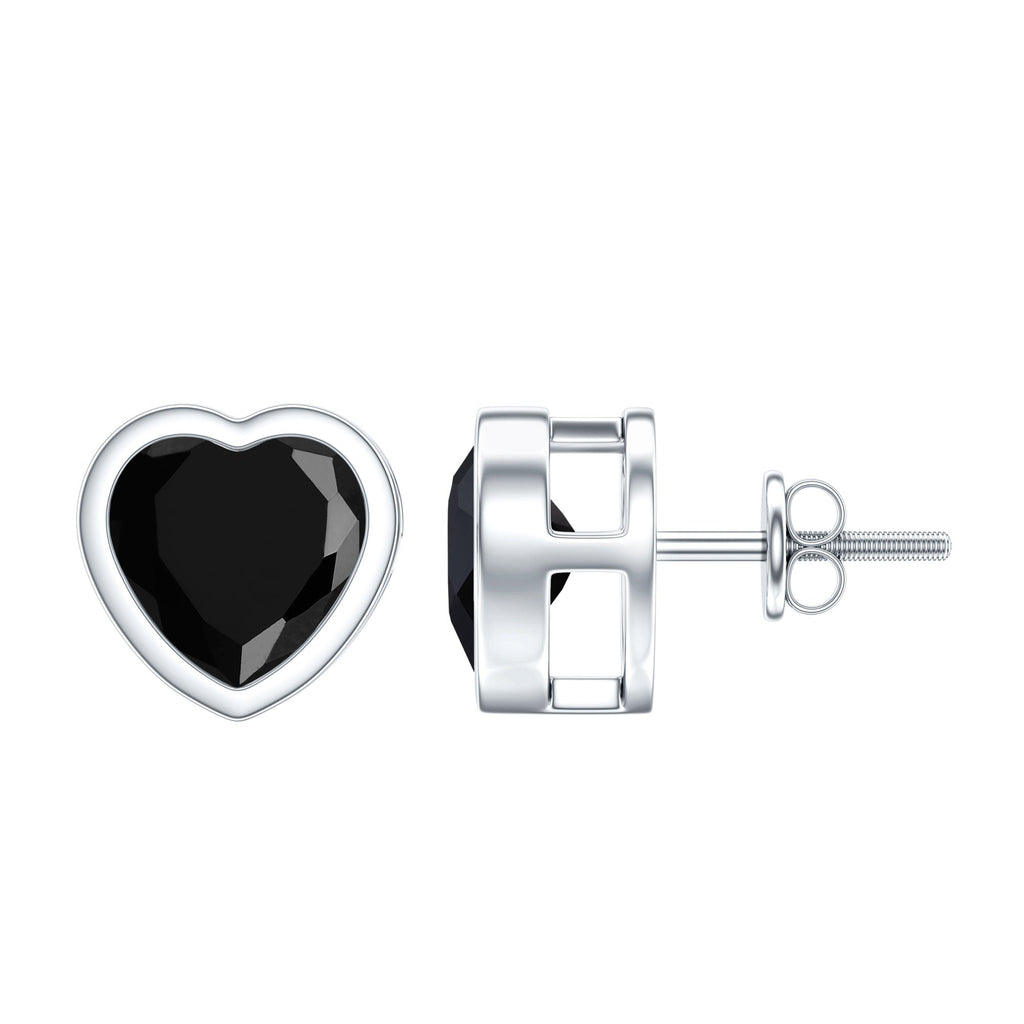 Bezel Set Black Onyx Heart Stud Earring