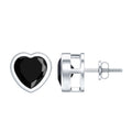 Bezel Set Black Onyx Heart Stud Earring