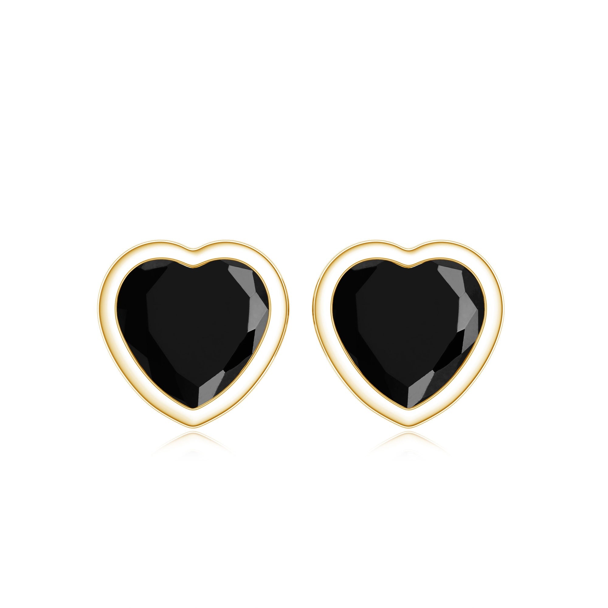 Bezel Set Black Onyx Heart Stud Earring