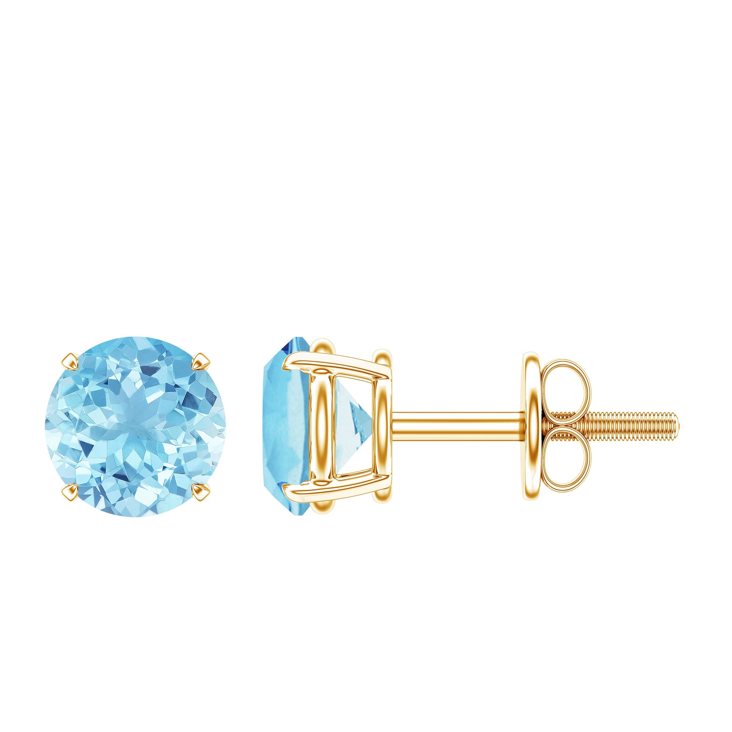 Natural Aquamarine Earrings – AAA Grade Blue Gemstone Studs | Secure Screw Back