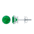 Emerald Stud Earrings – Natural Green Gemstone Studs | Screw Back Closure