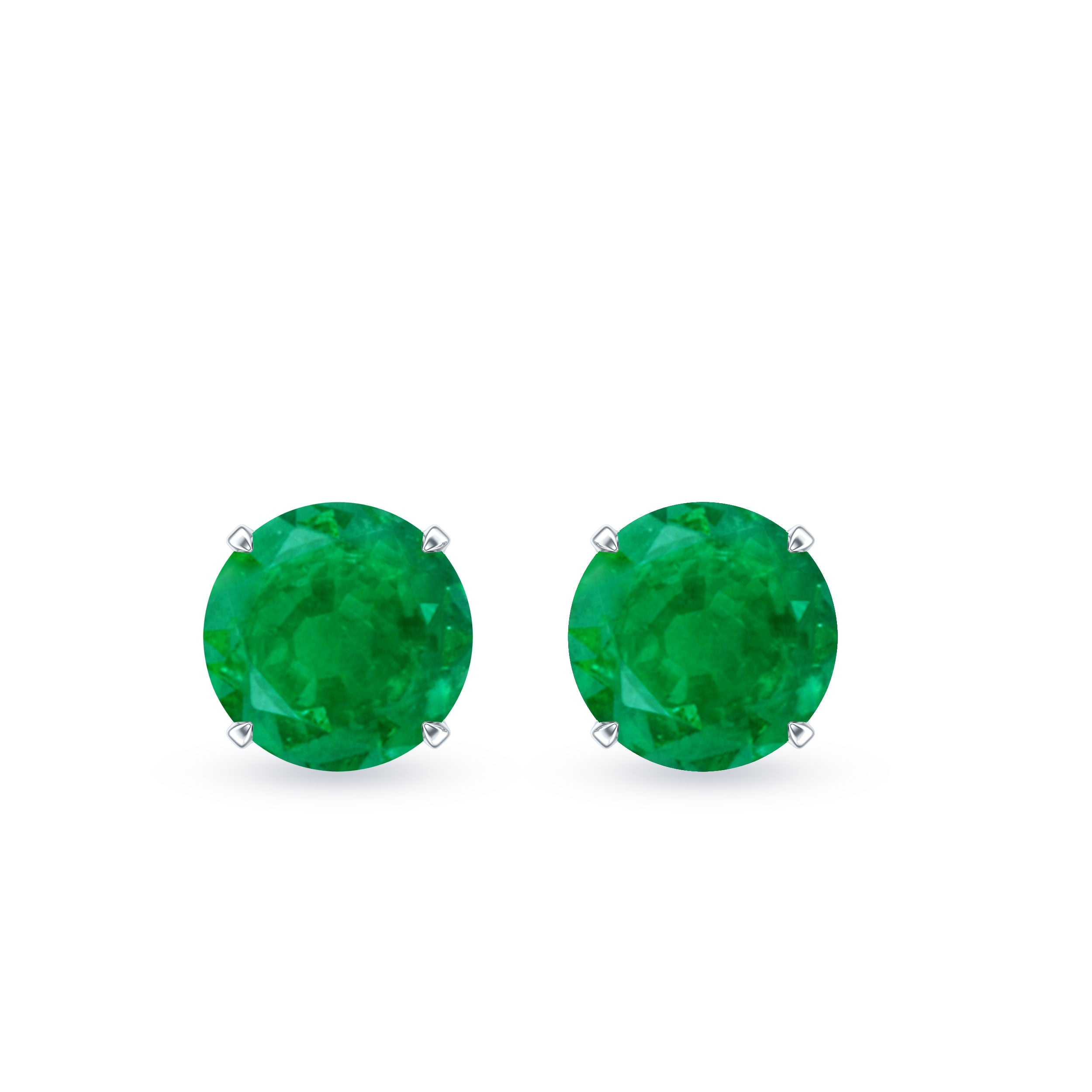 Emerald Stud Earrings – Natural Green Gemstone Studs | Screw Back Closure