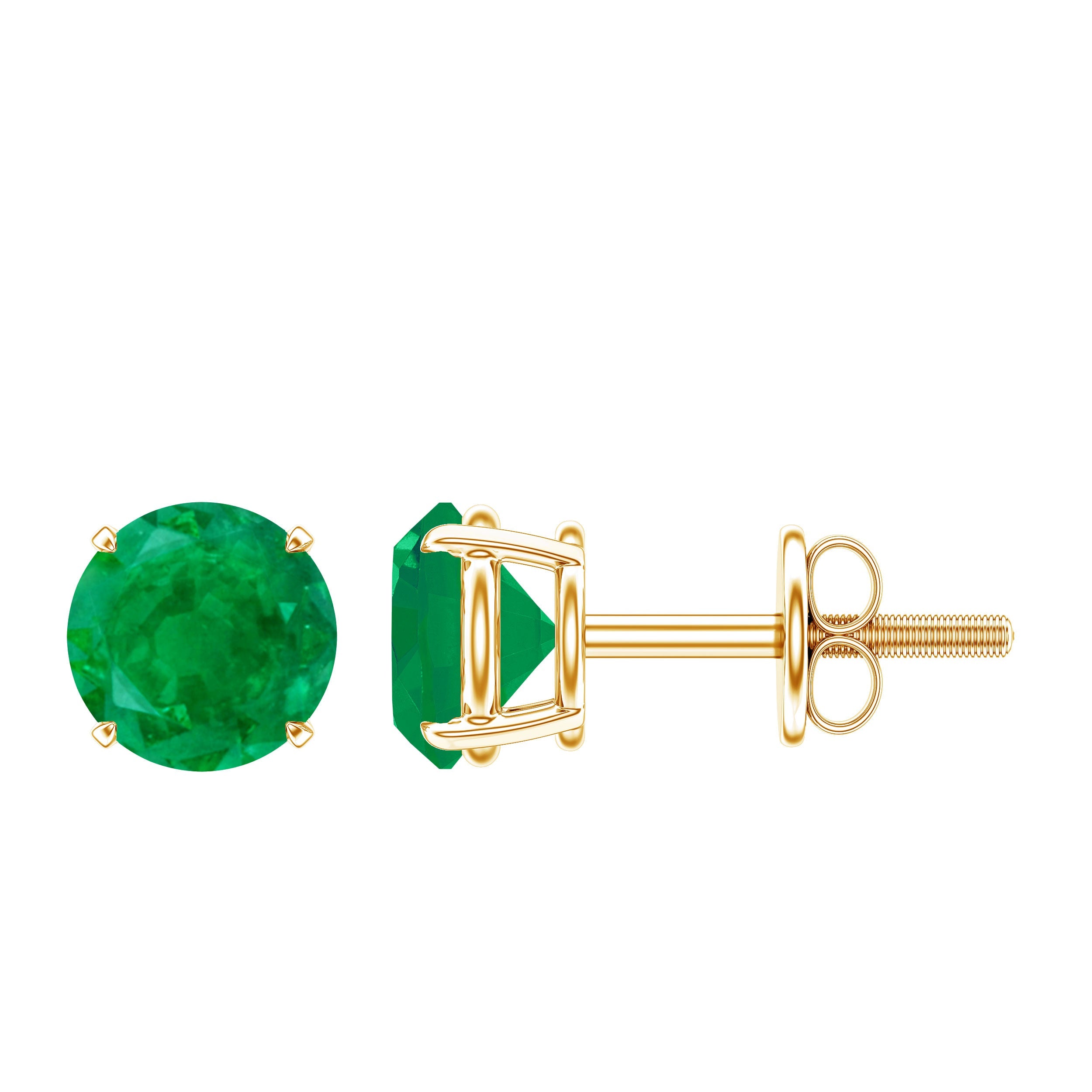 Emerald Stud Earrings – Natural Green Gemstone Studs | Screw Back Closure