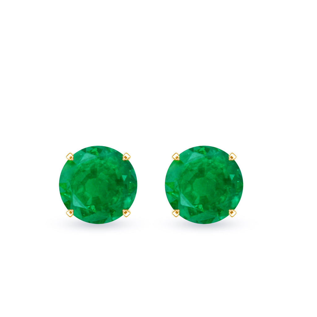 Emerald Stud Earrings – Natural Green Gemstone Studs | Screw Back Closure