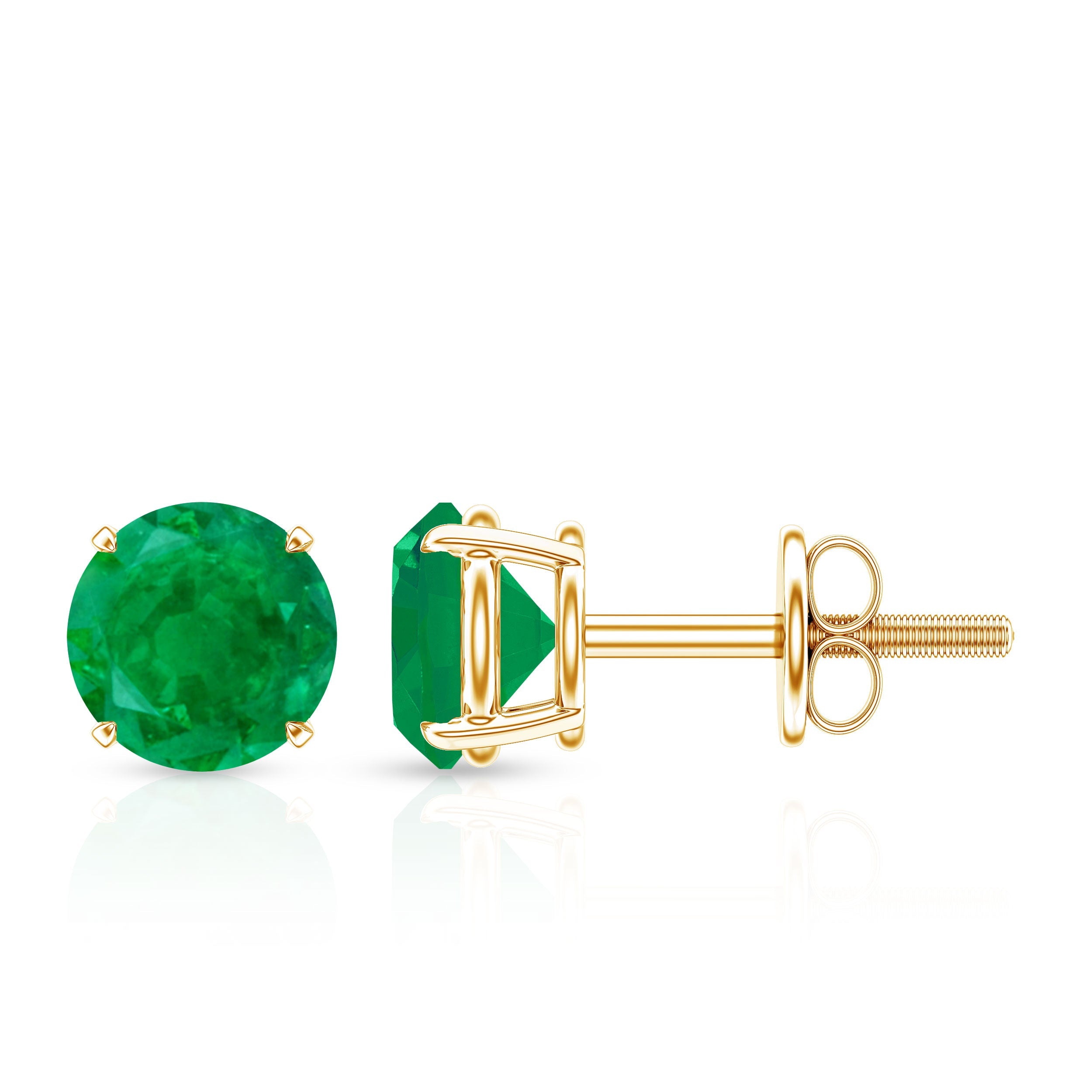 Emerald Stud Earrings – Natural Green Gemstone Studs | Screw Back Closure