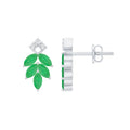 Emerald Leaf Earrings – Stud Earrings with Marquise Cut Emeralds & Lab Grown Diamonds