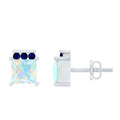 Ethiopian Opal Stud Earrings – Princess Cut Opal Sapphire Studs with Secure Screw Back