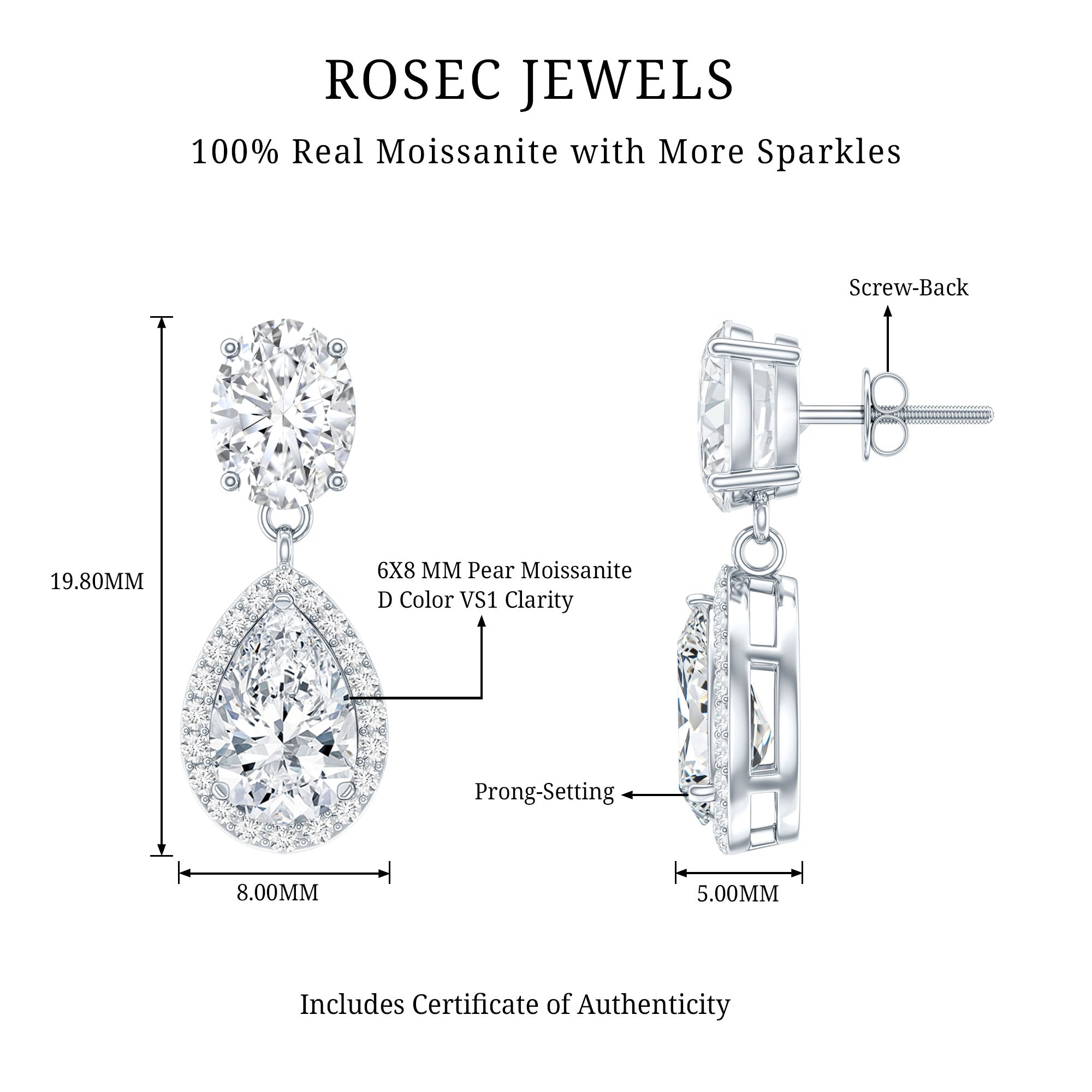 Moissanite Bridal Earrings – Pear Shaped Halo Drop | Timeless Wedding Accessories